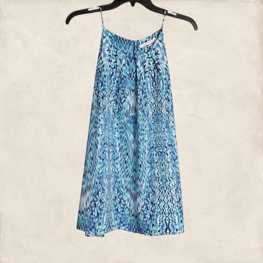 Violet + Claire Blue Green Abstract Flowy Halter Top Interior Slip Size XL